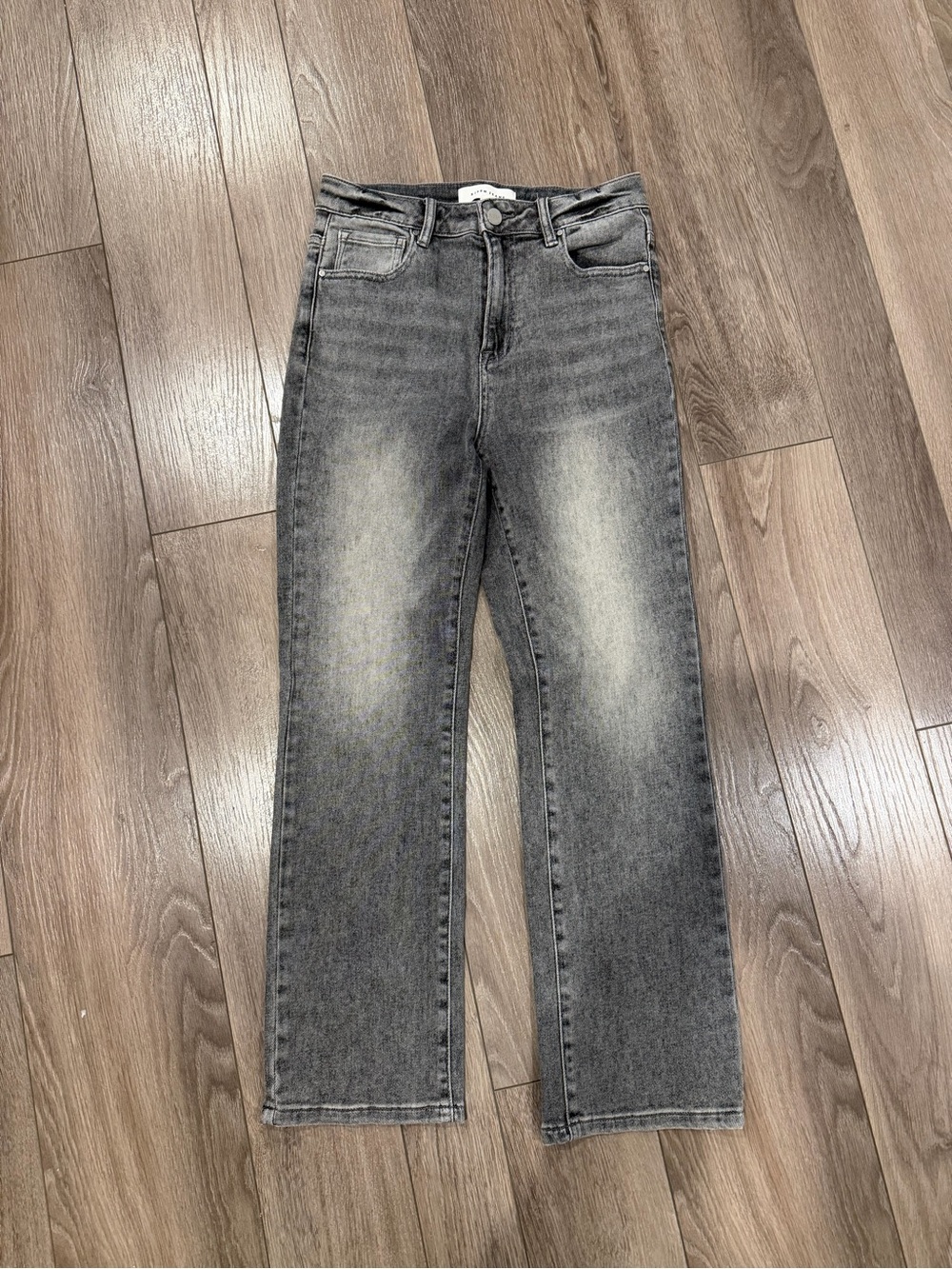 High-Rise Straight Leg RISEN Jeans in Washed Grey